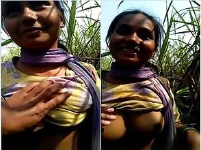 An Indian girl shows her breasts and vagina to her boyfriend who in return keeps on groping her breasts.